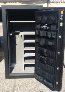 AMSEC SF6030 Used Gun Safe Black 1 Hour Fire Rating Open Door with Shelving and Door Organizer Dimensions Exterior H-59’’ W-30’’ D-26’’Interior H-55’’ W-27’’ D-22’’