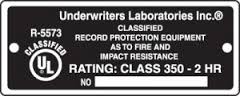 UL Fire Rating Label 2 HR