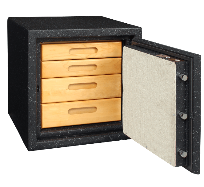 Jewelry safe with pull out drawers