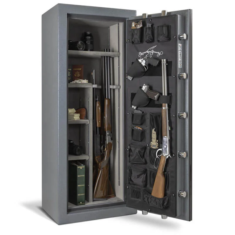 Open view of an NF5924 American Security gun safe from Houston Safe and Lock